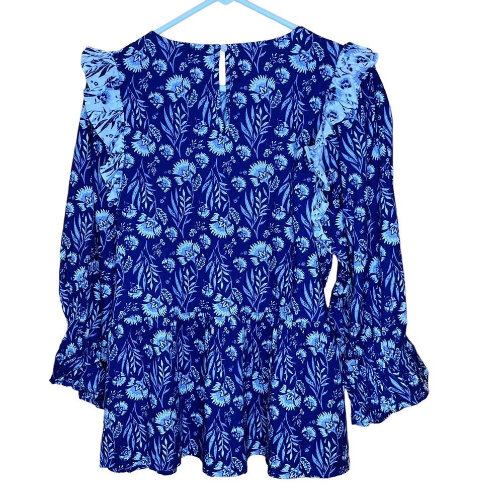 Universal Thread Shirt Blue Cottage Core Floral Ruffle New M - Picture 2 of 7
